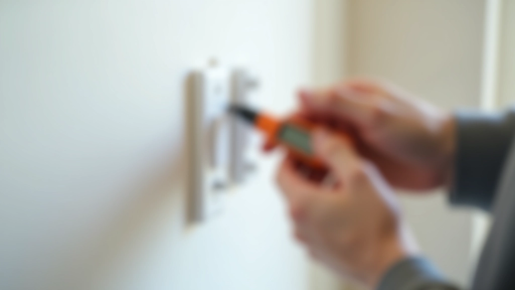 Electrician using a voltage tester probe to check for live current on a light switch before removal