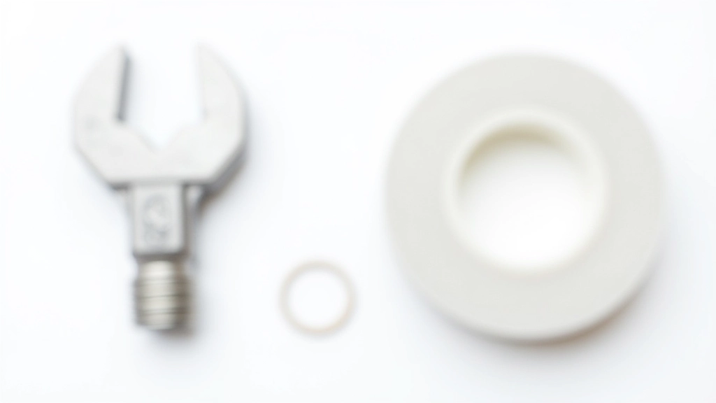 Disassembled tap components laid out on a white cloth showing valve stem, washer, screw, and packing nut