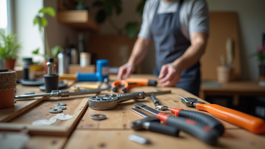 Organized DIY workshop with tools and materials for home repair training